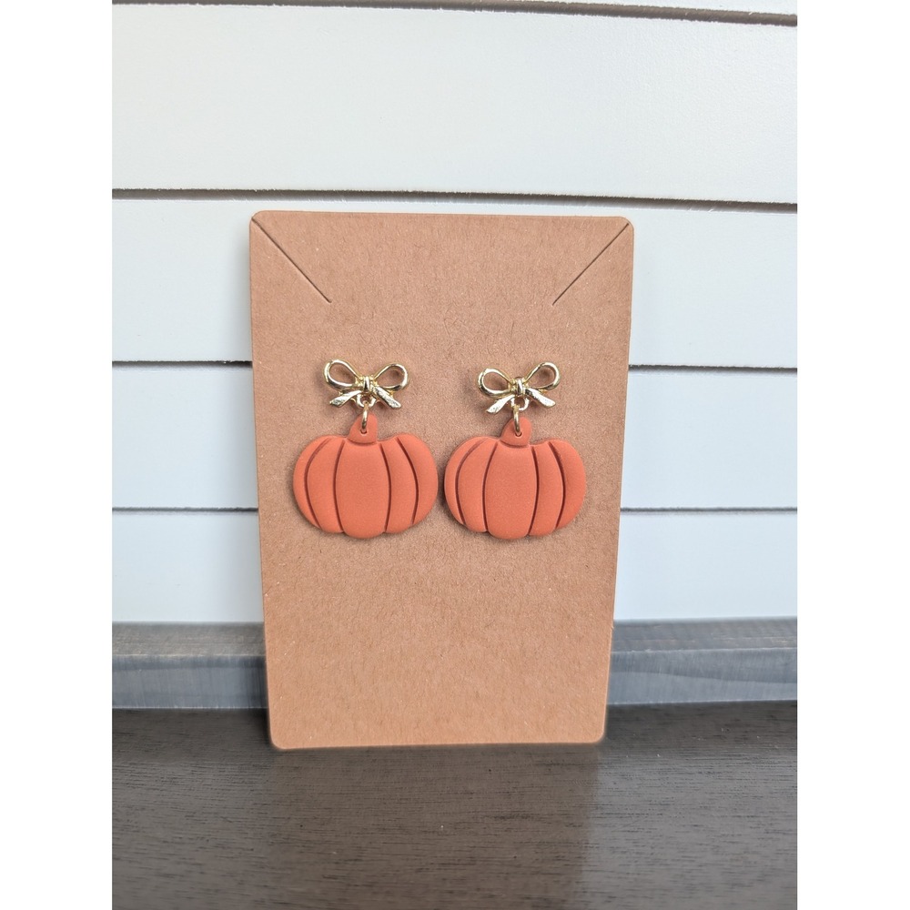 Handmade Pumpkin Bow Gold-Tone Earrings